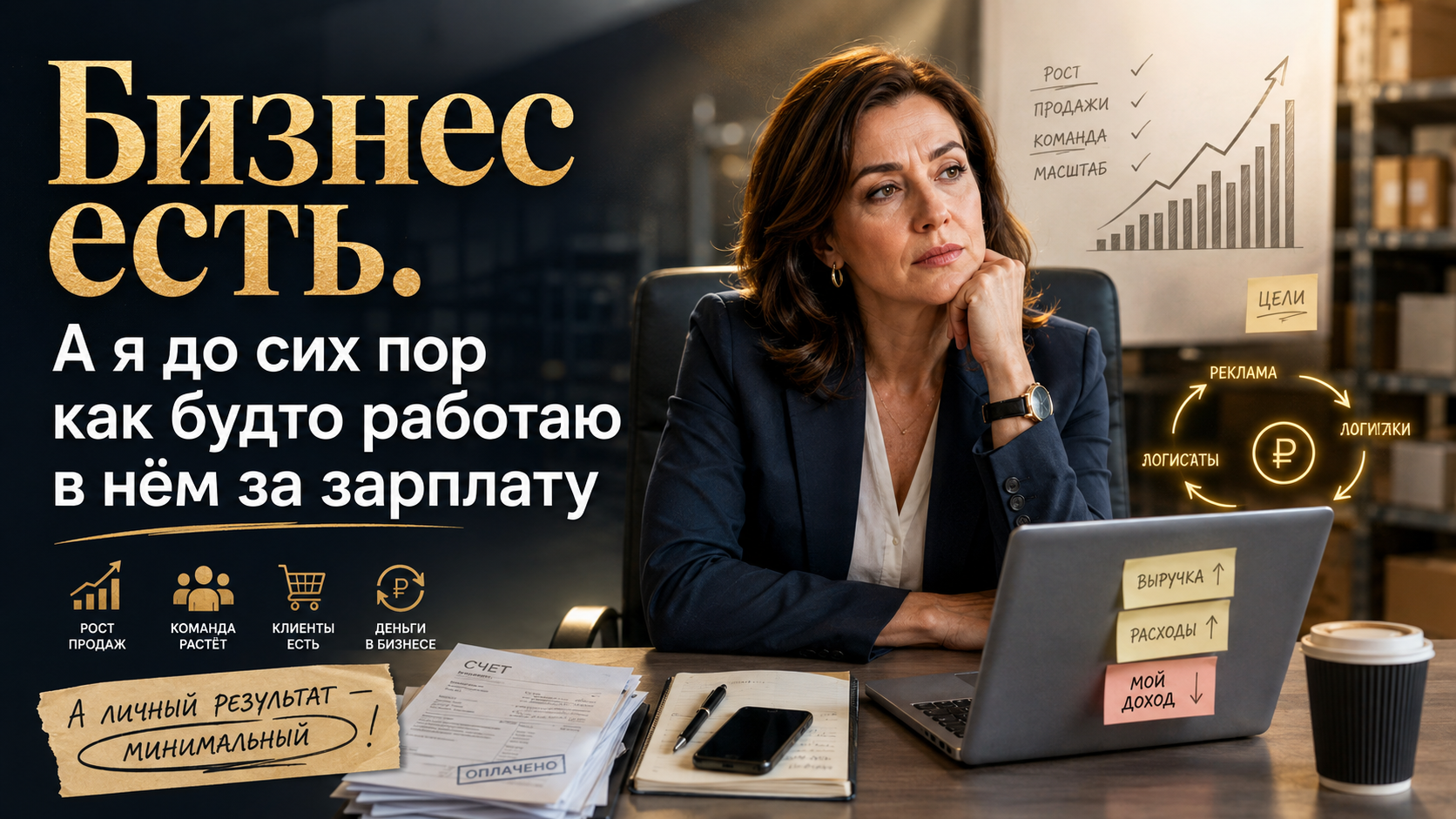 Бизнес есть. А я до сих пор как будто работаю в нём за зарплату.